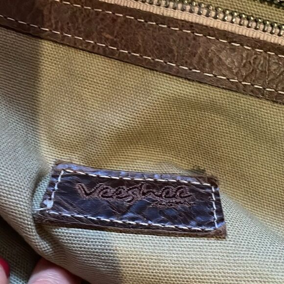 VeeShee Canvas Leather Shoulder Tote Bag Large 14" x 15" x 6" Brown/Tan Gray USA - Picture 8 of 10